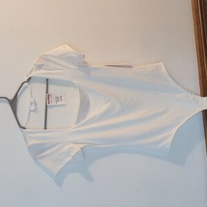 Live In The Moment White Short Sleeve Bodysuit. Size Medium